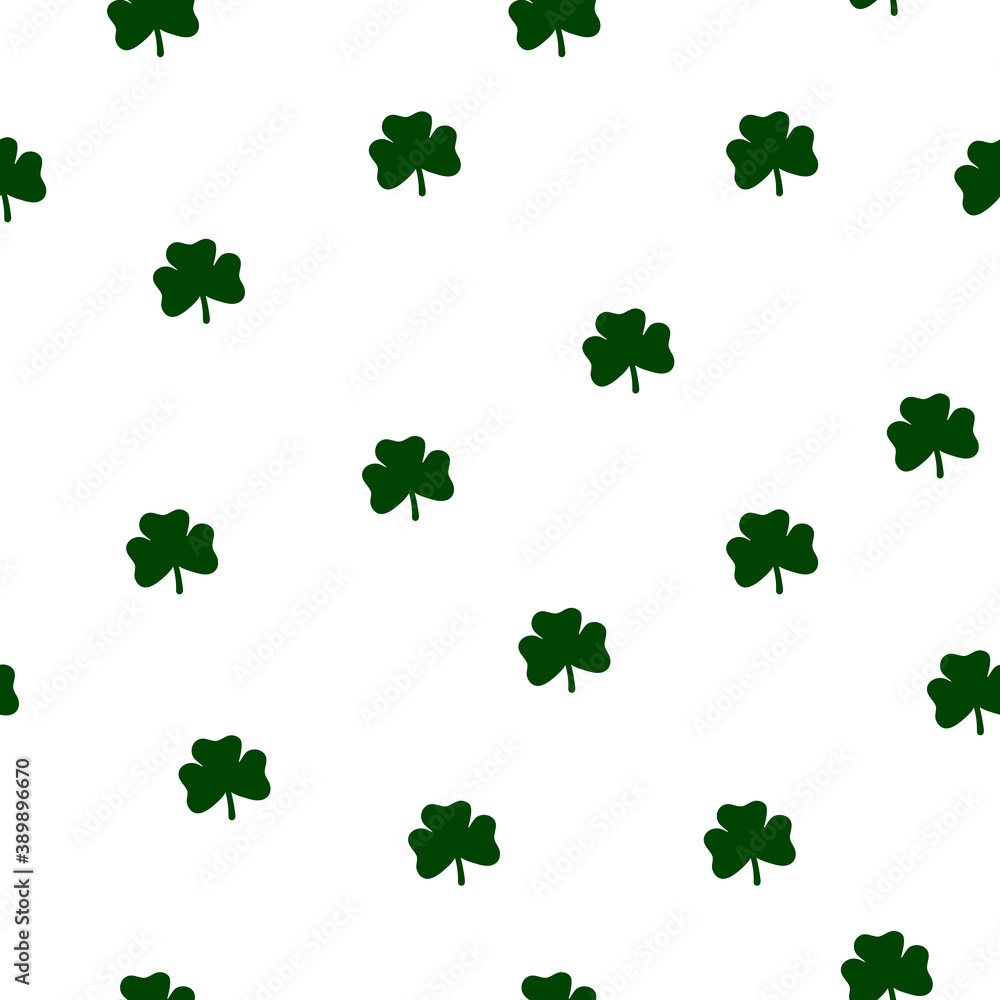 Seamless floral pattern. Clovers isolated on a white background. Symbol of good luck, success, money, St. Patricks Day. Vector illustration for traditional Irish holiday, wallpaper, wrapping paper Seamless floral pattern. Clovers isolated on a white background. Symbol of good luck, success, money, St. Patricks Day. Vector illustration for traditional Irish holiday, wallpaper, wrapping paper