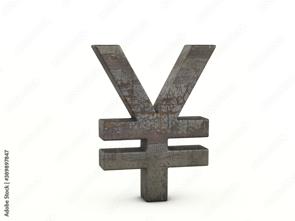 Rusty metal yen symbol Rusty metal yen symbol