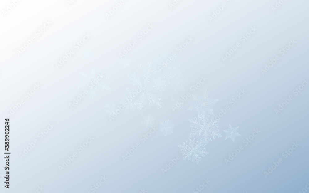 White Snowfall Vector Gray Background. Xmas Snow 