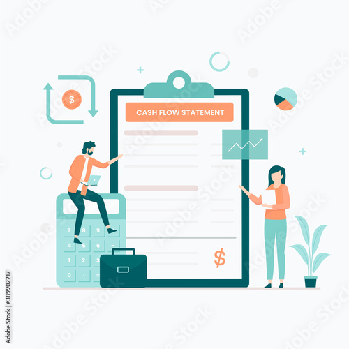 Cash flow statement illustration concept. Illustration for websites, landing pages, mobile applications, posters and banners.