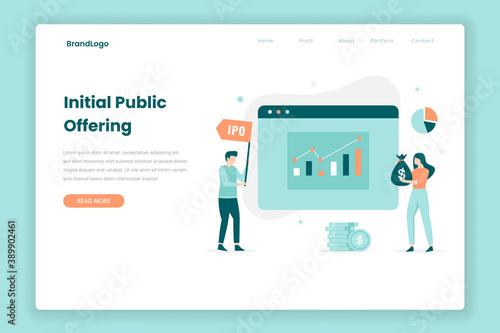 Initial public offering landing page concept. Illustration for websites, landing pages, mobile applications, posters and banners.