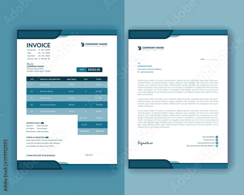 invoice template and letterhead template vector format, bill voucher with business letterhead, pad, receipt voucher, bill, quotation 