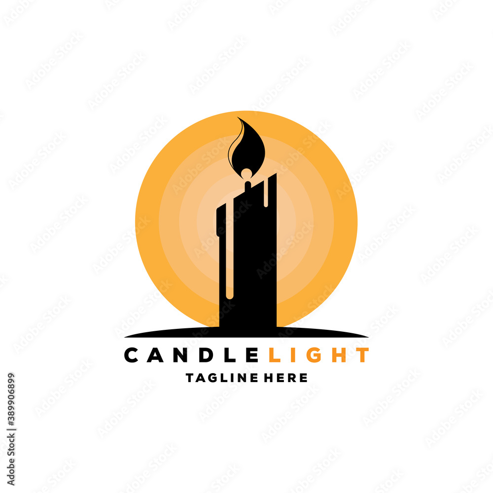 Candle Light Logo Design Illustration