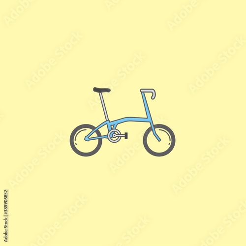 brompton bicycle illustration with flat and icon type