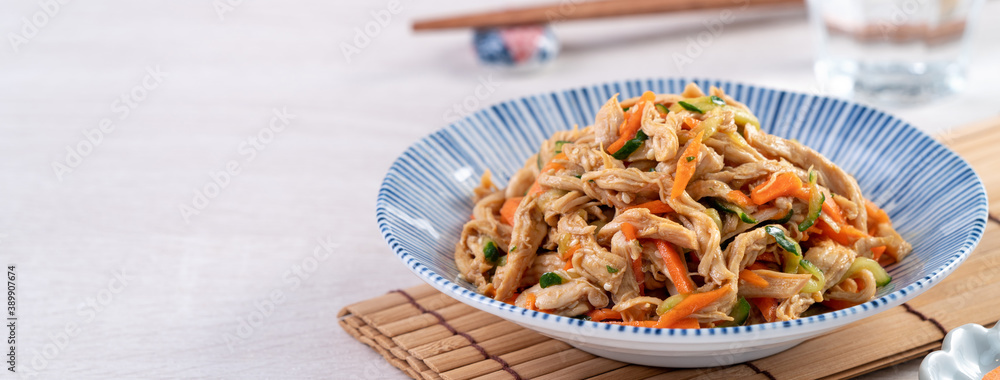 Taiwanese food - Homemade delicious cold dish of shredded chicken with soy sauce Taiwanese food - Homemade delicious cold dish of shredded chicken with soy sauce