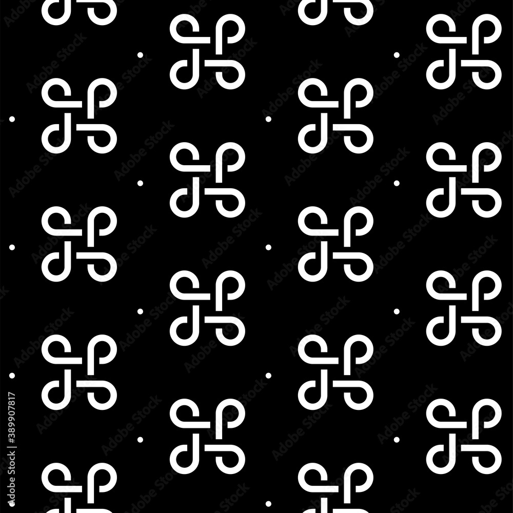 Seamless patterns Bowen knot in flat style on black background Seamless patterns Bowen knot in flat style on black background