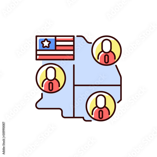 Electoral college RGB color icon. Presidential electors. Official votes for president and vice president. General election. Indirect voting system in United States. Isolated vector illustration