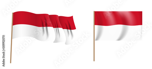 colorful naturalistic waving Monaco flag. Vector Illustration