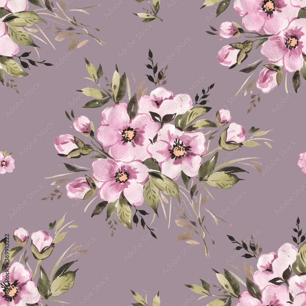 Abstract seamless pattern bouquets of wildflowers and herbs Abstract seamless pattern bouquets of wildflowers and herbs