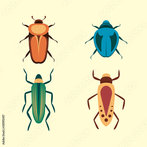 Bugs vector icons for web design isolated on white background. Bug and Insect set in cartoon style. © denis08131