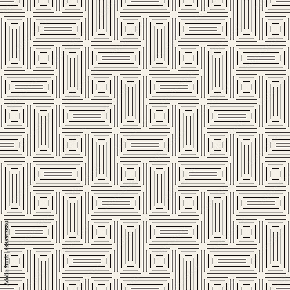 Vector seamless stylish pattern. Geometric interlaced cross shapes ornament. Linear weave lattice background.