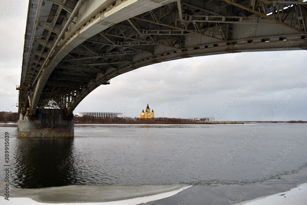 Obraz premium Nizhny Novgorod. river, bridge
