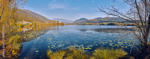 Revine lake in veneto, Italy photo