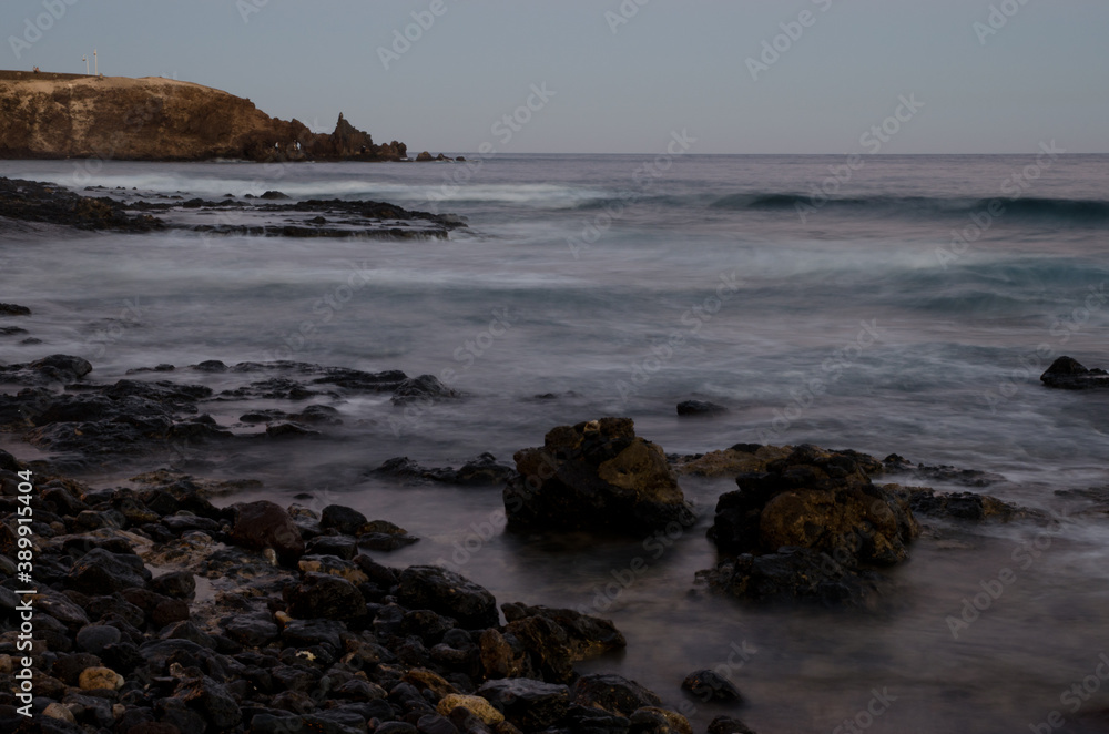 Coastal landscape at sunset in Risco Verde. Arinaga. Aguimes. Gran Canaria. Canary Islands. Spain.