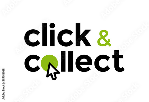 Click & collect - vente à emporter - take away sale vector sign, easy to edit