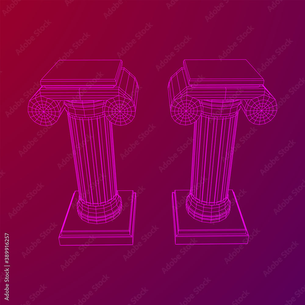 Greek ionic column. Ancient pillars. Greek ionic column. Ancient pillars.