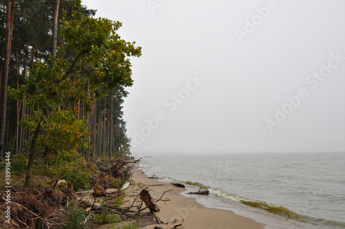View of the Curonian lagoon in bad weather