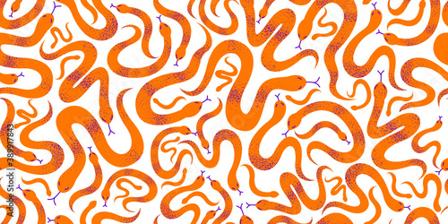 Snakes seamless textile, vector background with a lot of serpents endless texture, stylish fabric or wallpaper design, dangerous poisoned wild animals.