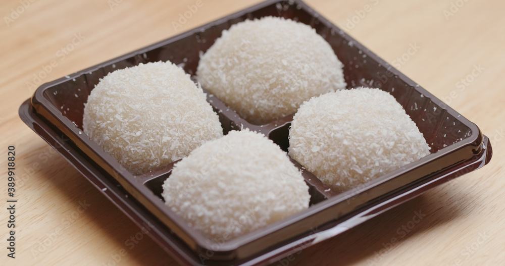 White mochi, traditional Chinese dessert White mochi, traditional Chinese dessert