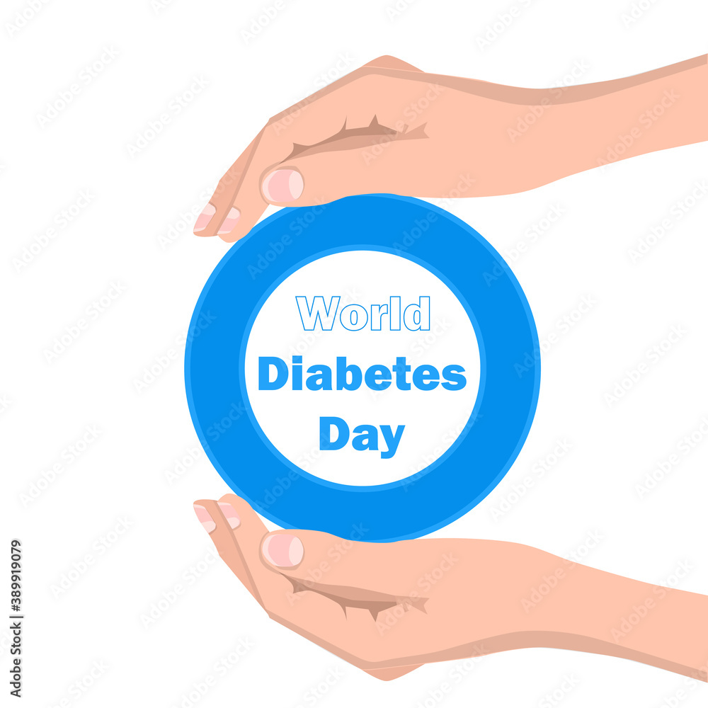 The blue ring is a symbol of World Diabetes Day in hand. Vector illustration The blue ring is a symbol of World Diabetes Day in hand. Vector illustration
