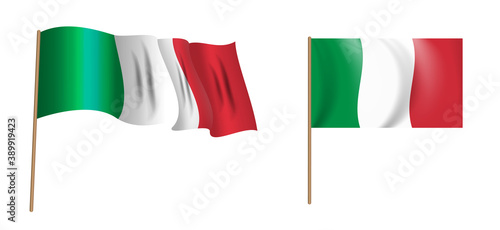colorful naturalistic waving flag of Italy. Vector Illustration