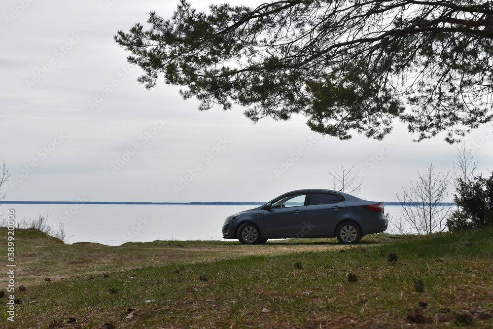 car on the river bank car on the river bank