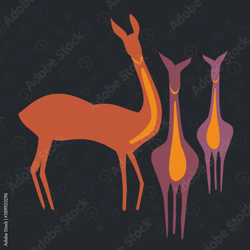 Illustration of three deer