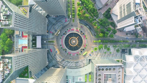 SINGAPORE - FEBRUARY 4: Aerial Top view Fountain of Wealth at Suntec city in Singapore, It is landmark financial business district with skyscraper on February 4, 2020 in Singapore.