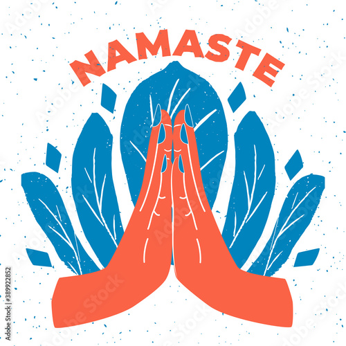 Namaste gesture folded female hands