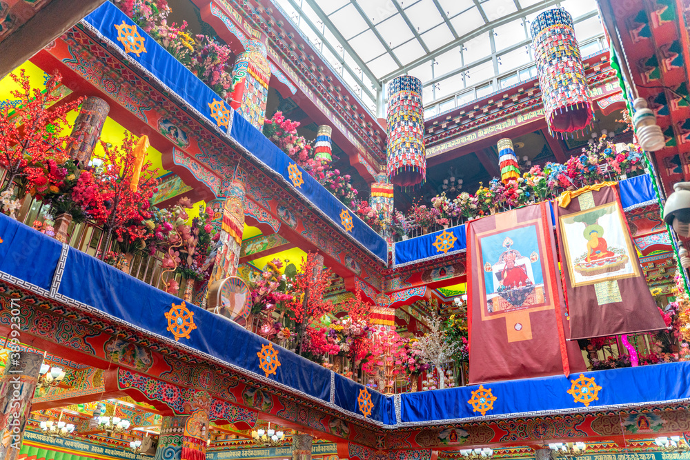 Sichuan/China-08.04.2020:The view inside the old ancient buddhist monastery in Larung Gar on Tibet.