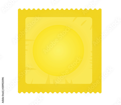 Condom yellow pack. vector illustration