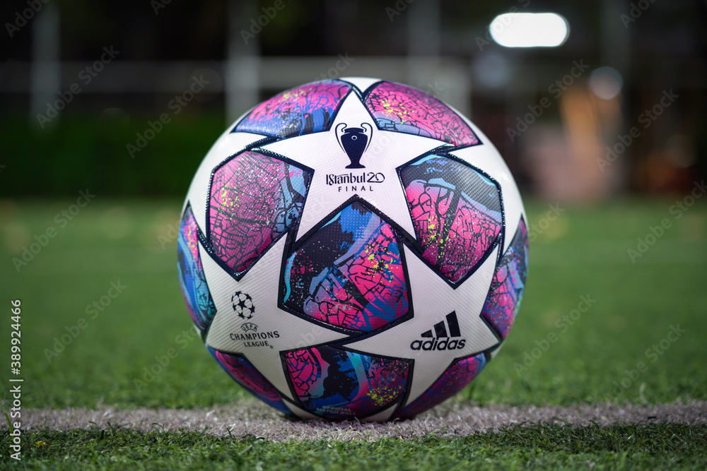 Bangkok / Thailand - Feb 2020 : Adidas launch "Finale UCL Istanbul 20". The  new official match ball is