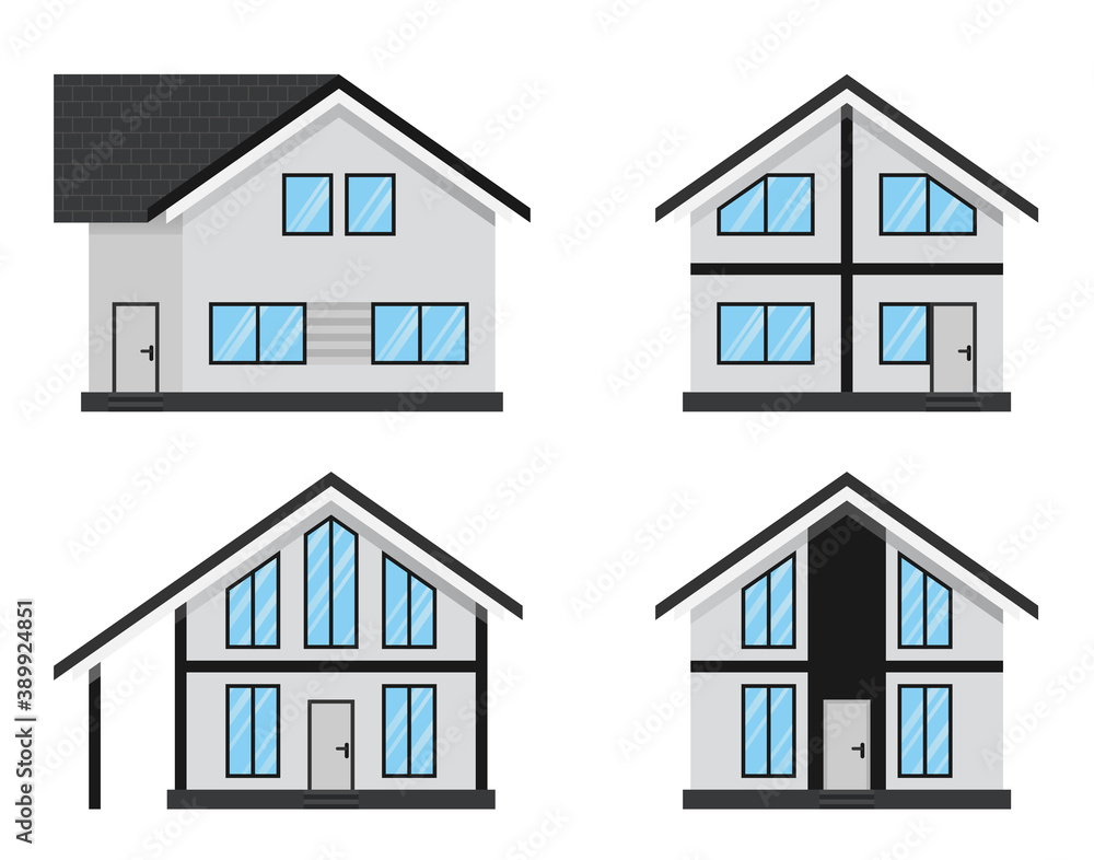 Isolated modern houses set. Vector illustration. Isolated modern houses set. Vector illustration.