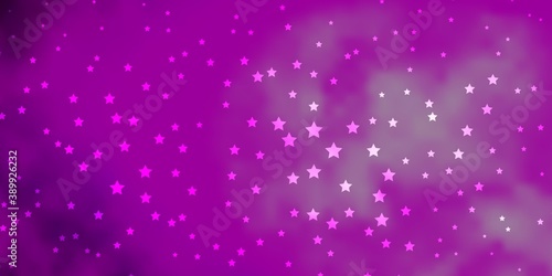 Dark Pink vector layout with bright stars.