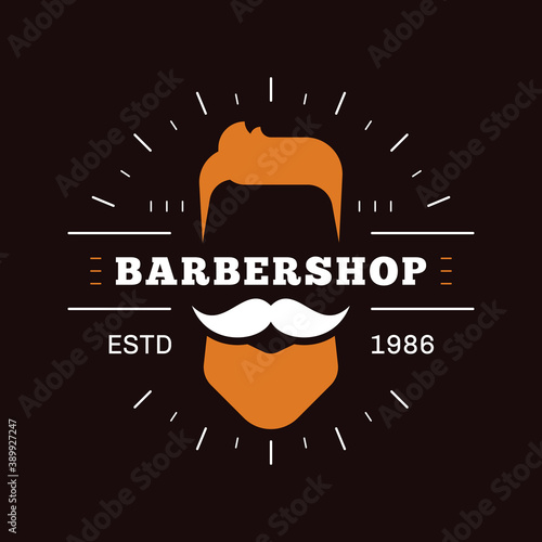 Barbershop simple minimalist logo design on dark background