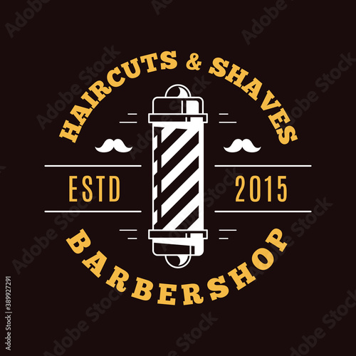Barbershop simple minimalist logo design on dark background