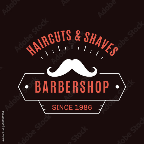 Barbershop simple minimalist logo design on dark background