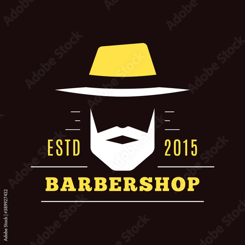 Barbershop simple minimalist logo design on dark background