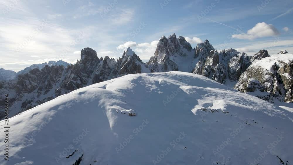Aerial view of the Dolomites - the Italian Alps, during winter. Aerial view of the Dolomites - the Italian Alps, during winter.