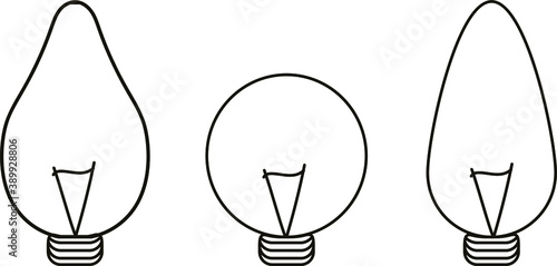 Lamp lights outline electricity lightbulb vector illustration