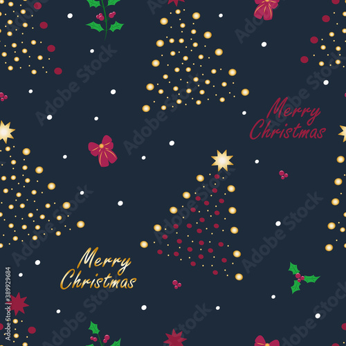 seamless christmas pattern. Christmas trees and other attributes of the holiday - vector illustration  eps