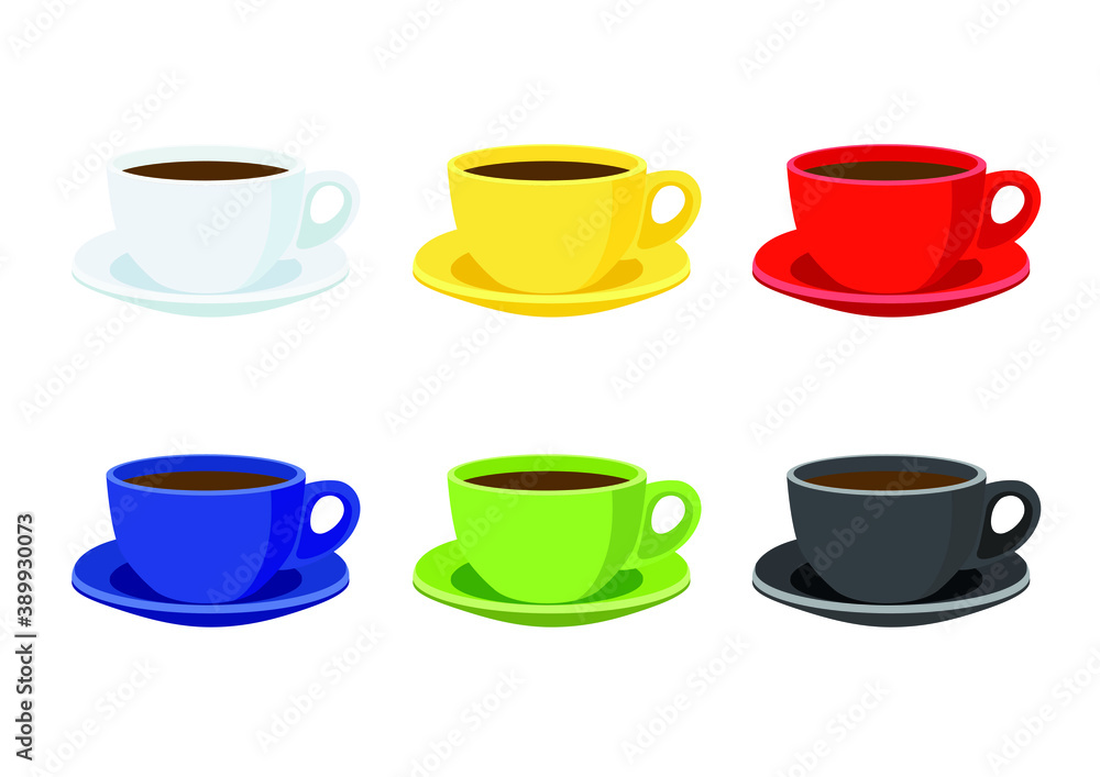 coffee cup on saucer multi color on white background illustration vector coffee cup on saucer multi color on white background illustration vector