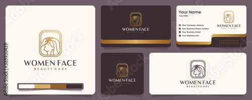 beauty women ,beauty care ,women face , gold color ,elegance ,banner and business card , logo design inspiration
