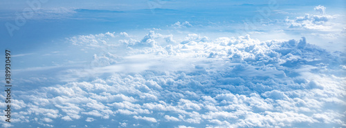 Panorama Clouds and blue sky background , aerial cloud scape view from above © golfloiloi