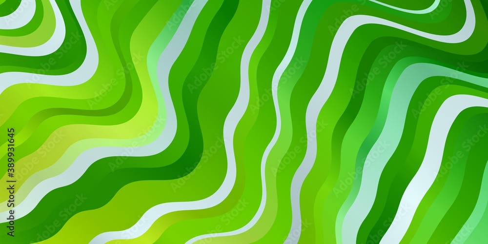 Fototapeta premium Light Green, Yellow vector template with curved lines.