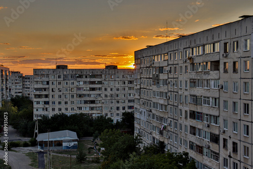 sunset over the city