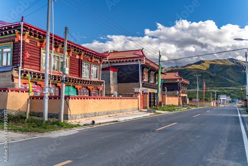The view of traditional old small tibetan remote village and family house on Tibet