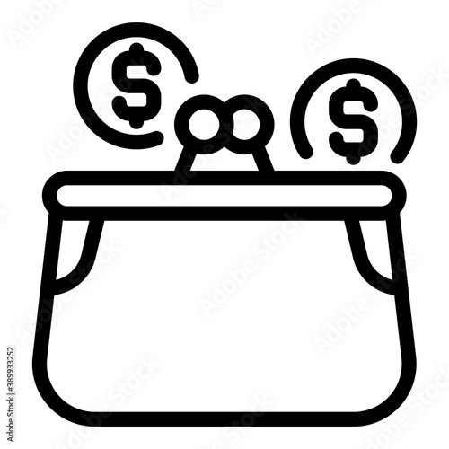 Wallet monetization icon. Outline wallet monetization vector icon for web design isolated on white background