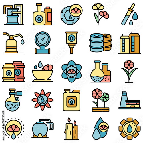 Canola icons set. Outline set of canola vector icons thin line color flat on white