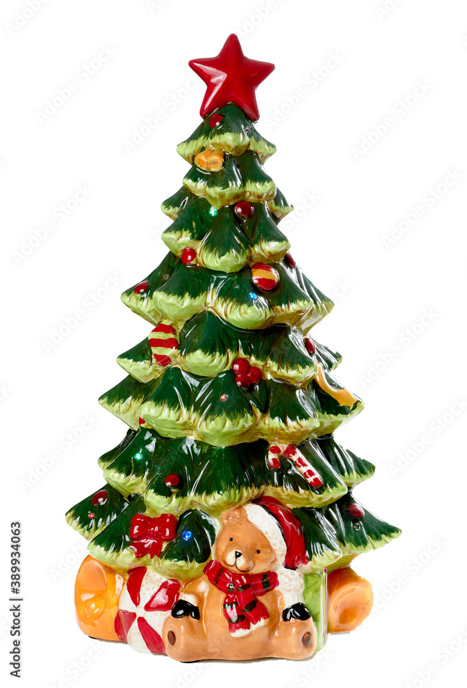 Multicolored christmas tree isolated on white background